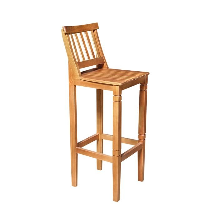 Banqueta Alta de Madeira Maciça Ripada com Encosto Confort - Imagem 4