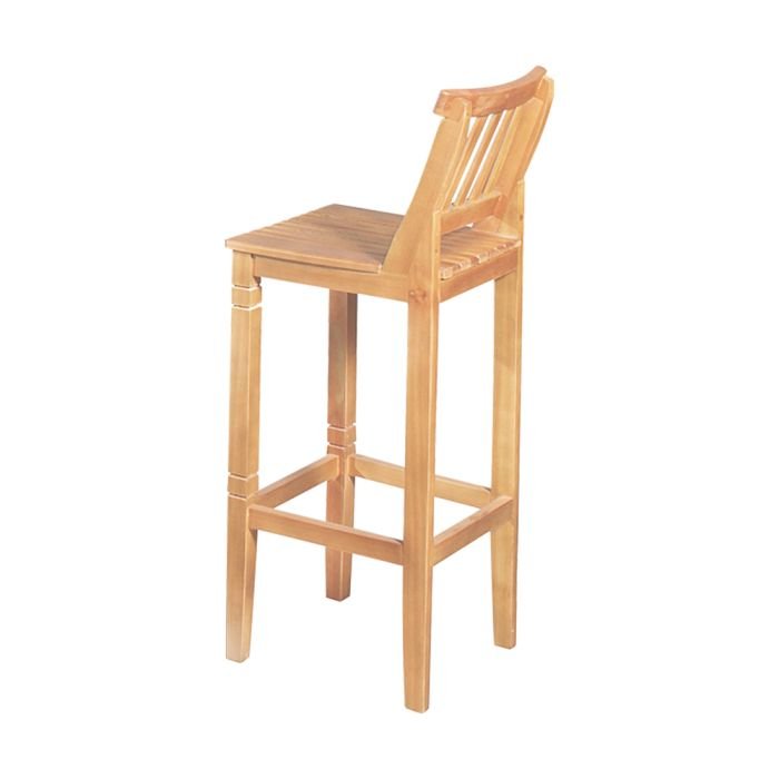 Banqueta Alta de Madeira Maciça Ripada com Encosto Confort - Imagem 2