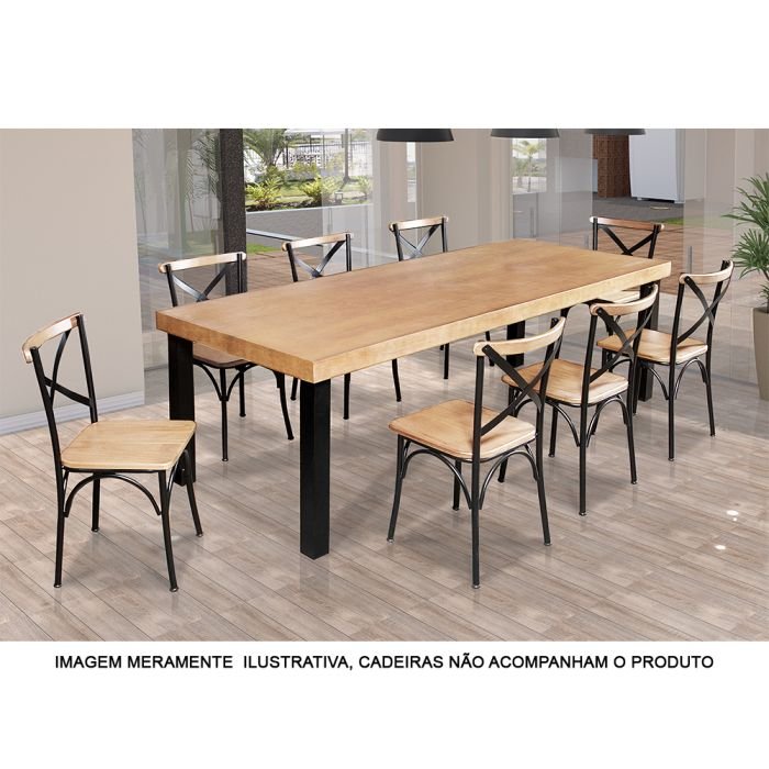 Mesa de Jantar Industrial Retangular Madeira Rústica 2m Arlete Base Alumínio - Imagem 5