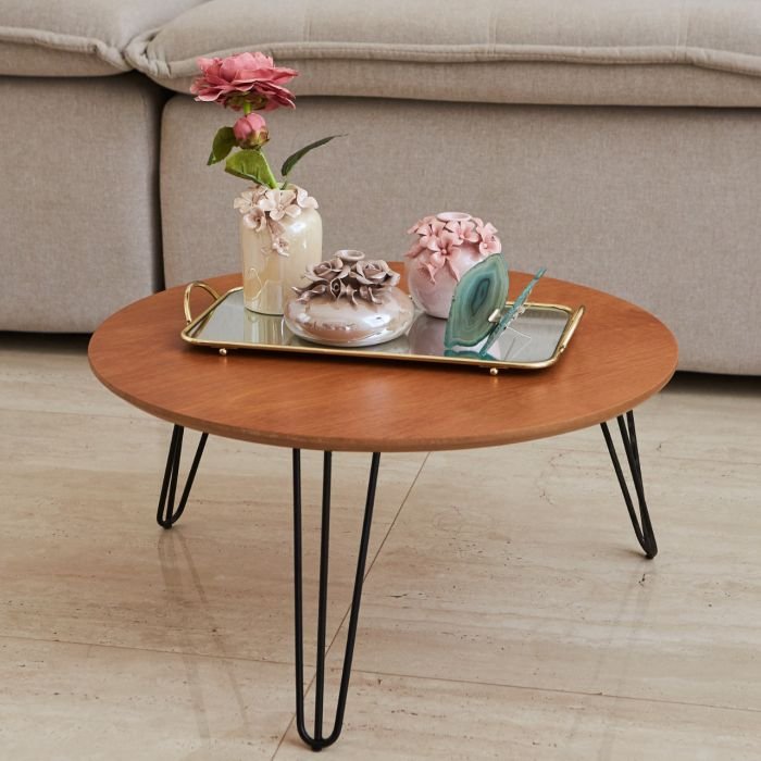 Mesa de Centro Redonda Industrial Pé de Ferro - Imagem 2