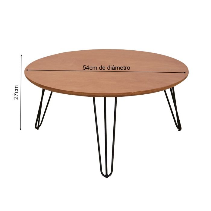 Mesa de Centro Redonda Industrial Pé de Ferro - Imagem 3