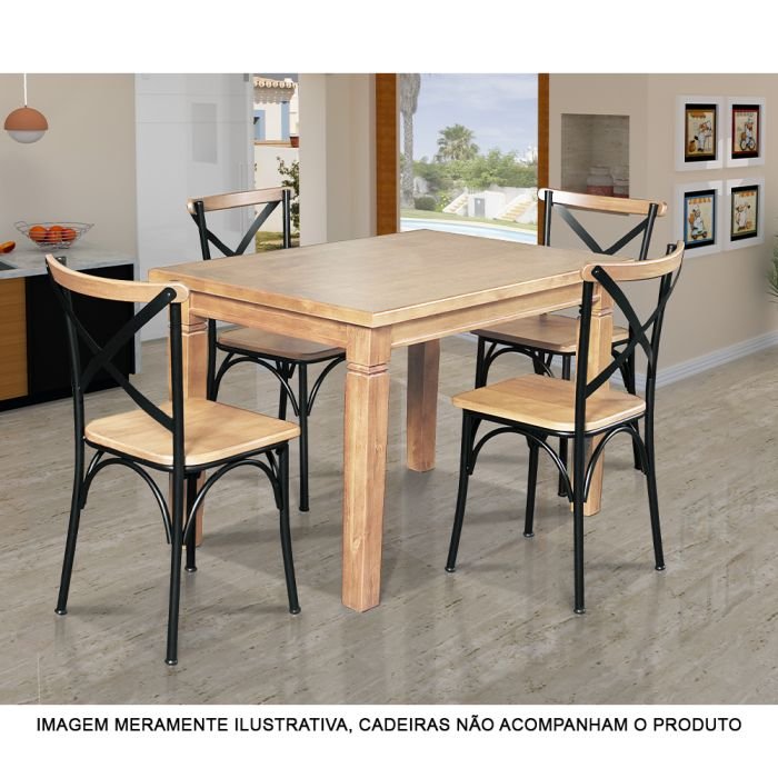 Mesa de Jantar Retangular 120x80cm Rústica Aurora Madeira Maciça - Imagem 8