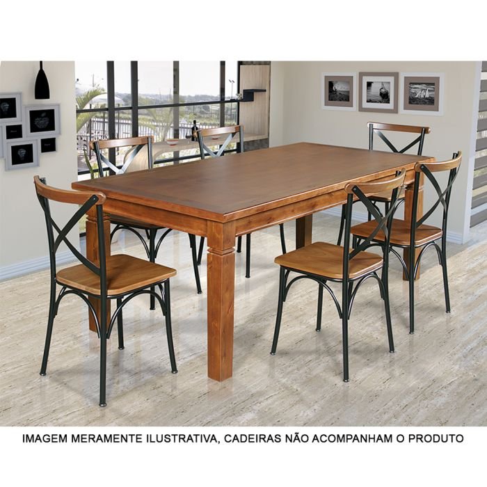 Mesa de Jantar Retangular 160x80cm Rústica Aurora Madeira Maciça - Imagem 2