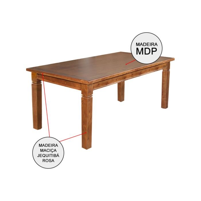 Mesa de Jantar Retangular 180x80cm Rústica Aurora Madeira Maciça - Imagem 5