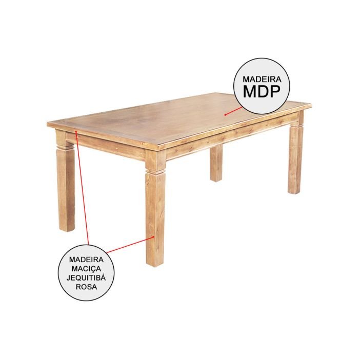 Conjunto Jantar Mesa Aurora Retangular Madeira Maciça 180x80 com 6 Cadeiras Paris Base Alumínio - Imagem 4