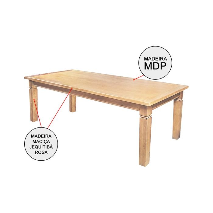 Mesa de Jantar Retangular 200x100cm Rústica Aurora Madeira Maciça - Imagem 3