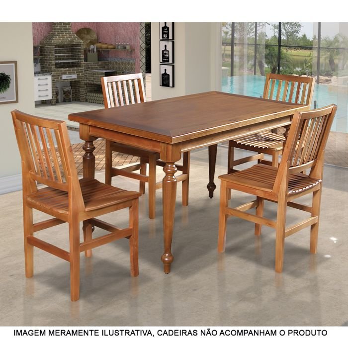 Mesa de Jantar Madeira Maciça Rústica Retangular 140x80cm Francisca - Imagem 2