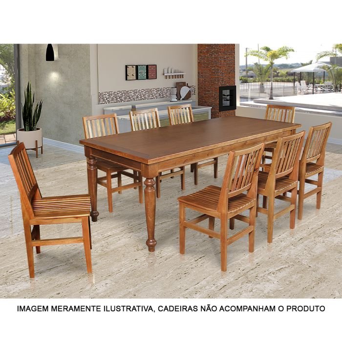 Mesa de Jantar Leonora Madeira Maciça Rústica Retangular 270x100cm Francisca - Imagem 2