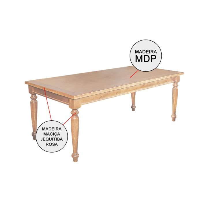 Mesa de Jantar Leonora Madeira Maciça Rústica Retangular 270x100cm Francisca - Imagem 6