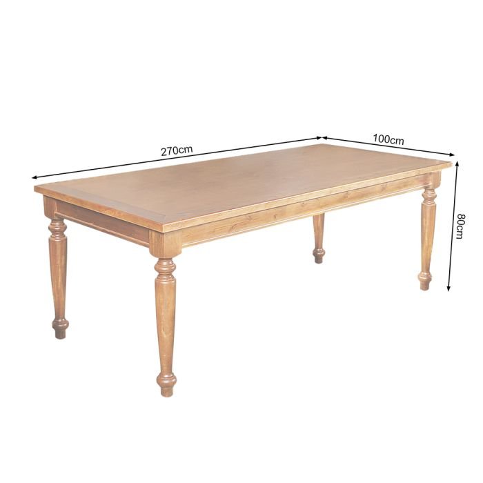 Mesa de Jantar Leonora Madeira Maciça Rústica Retangular 270x100cm Francisca - Imagem 7