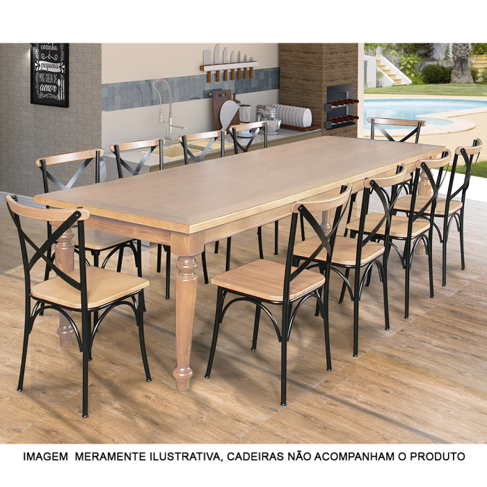 Mesa de Jantar Leonora Retangular 294x100cm em Madeira Maciça Rústica - Imagem 8