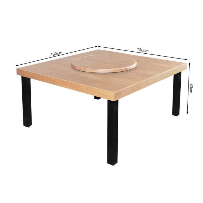 Mesa de Jantar Indústrial Sophia Quadrada com Prato Giratório Base Alumínio - Imagem 10