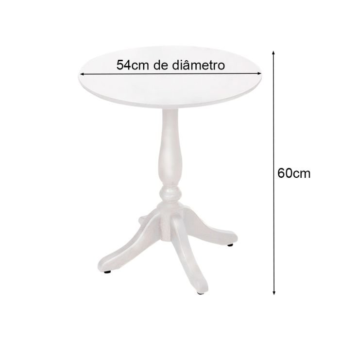 Mesa Lateral Madeira Rústica Pé Torneado S/borda - Branca - Imagem 3
